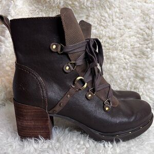 OTBT LEATHER Ankle BOOTS Oregon Heel Hiker Brown